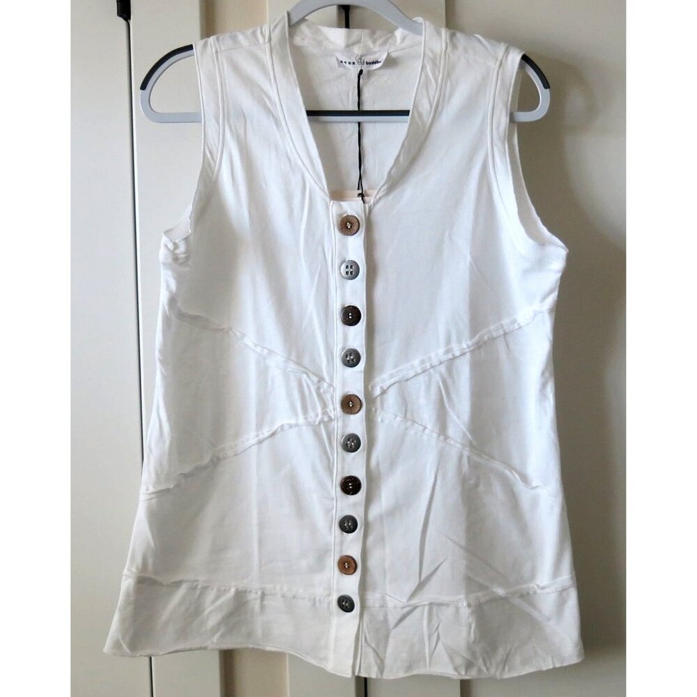 NWT NEON BUDDHA Antilles White Sleeveless Button Up Top - M